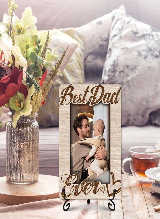 SIXEIGHT Dad Gift Best Dad Ever Photo Frame Dad Picture Frame Wooden Photo Frame with Stand Father's Day Birthday Gifts for Dads from Daughter Son Birthday Christmas Desk Decor 4x6 Photo Frame-A14 - Image 5